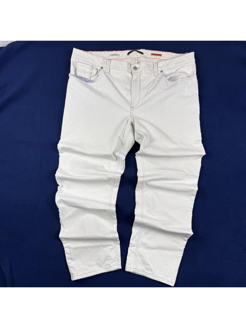 Alberto Light Denim Jeans W42 L31 Men Regular Slim Fit Casual Linen Cotton Prepy